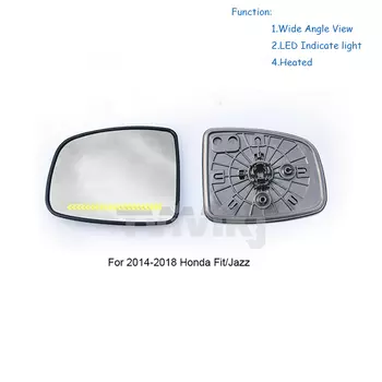 1 пара боковых зеркал заднего вида, голубые стеклянные линзы со встроенным индикатором для Honda JAZZ FIT GK5 2014-2018, широкоугольный обзор, антибликовый