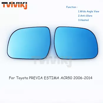 1 пара боковых зеркал заднего вида, голубые стеклянные линзы, фотоиндикатор для Toyota Previa ESTIMA ACR50 2006-2014, широкоугольный обзор, антибликовый
