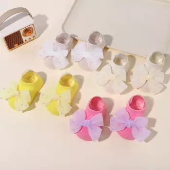 1 пара, детские Нескользящие носки с цветами, из кожи