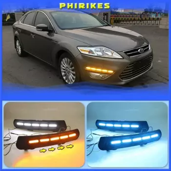 1 пара для Ford Mondeo 2011-2013, автомобильный Стайлинг, передние светодиодные DRL дневные ходовые огни, дневные фары, противотуманные фары, мигающий свет