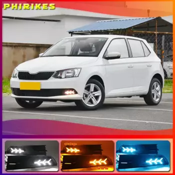 1 пара для SKODA Fabia 2015-2017 12 В ABS светодиодный ные DRL дневные ходовые огни противотуманная фара чехол для стайлинга автомобиля