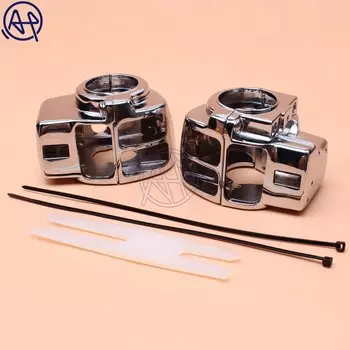 1 пара, крышка для мотоциклетного руля, хромированный алюминиевый корпус для Harley Electra Glide FLHTC FLHT FLHXXX FLHX FLTRX