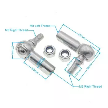 1 пара M8/M10 левая и правая резьба, шаровой шарнир, наконечник рулевой тяги для китайского мини-квадроцикла 47cc 49cc ATV Bike