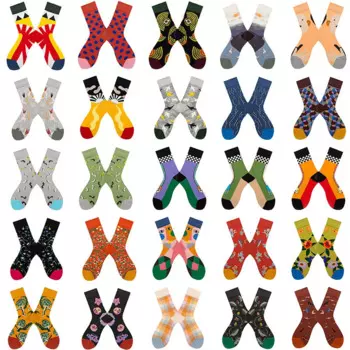 1 пара, мужские носки, хлопковые забавные Носки с рисунком, цветные носки с принтом, новые подарочные носки, Осень-зима, Calcetines