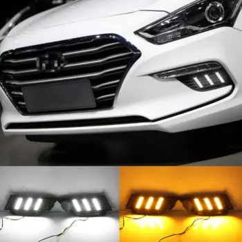 1 пара Светодиодный дневной светильник лампа для поворотного сигнала DRL Дневной светильник переднего бампера Туман светильник для Hyundai MISTRA 2017 2018 2019