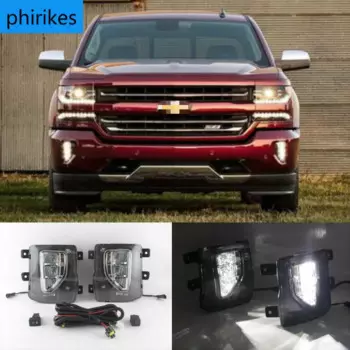 1 пара светодиодный Габаритные огни для chevrolet Silverado 1500 2016 2017 2018 DRL реле дневного света противотуманная фара в сборе