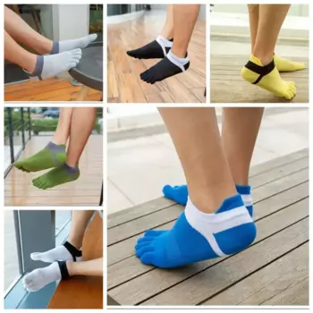 1 пара удобных носков с пятью пальцами EU38-44, хлопковые сетчатые носки до щиколотки, антифрикционные дышащие мужские короткие носки, спортивные