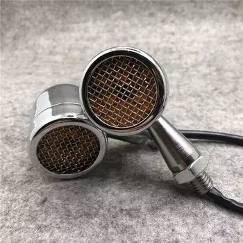 1 пара универсальных сетчатых линз, хромисветильник светодиодный поворотник для мотоцикла, M10, Металлический гриль, передние и задние Световые индикаторы для мотоцикла