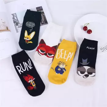 1 пара, женские хлопковые носки с мультяшным принтом
