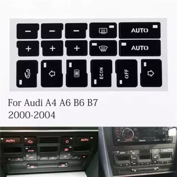 Наклейки для Audi A4 B6 B7 2000 2001 2002 2003 2004, 1 шт., с 16 ключами, кнопка климат-контроля кондиционера