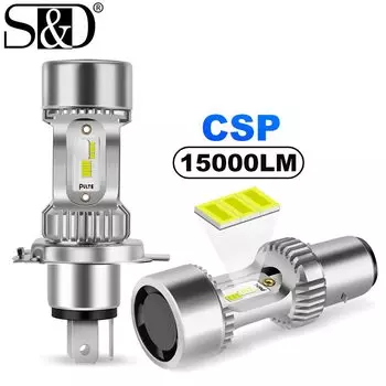 1 шт. 15000LM H4 BA20D светодиодные фары для мотоциклов с вентилятором мото противотуманные фары 1:1 360 ° CSP Мотоцикл 20W 6000K 12V Аксессуары