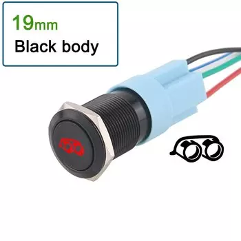1 шт., 16 мм/19 мм, водонепроницаемые металлические кнопочные переключатели для автомобиля, «выхлопная труба», мгновенная/защелка, 12 В, красный, зеленый, синий