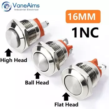 Водонепроницаемый алюминиевый переключатель VaneAims 16 мм 1NC