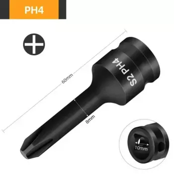 1 шт., 3/8-дюймовая отвертка с квадратной головкой, ударная головка с головкой адаптера PH1, PH2, PH3, PH4, PZ1, PZ2, PZ3, PZ4, SL3, SL4, SL5, SL6