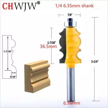 1 шт., 6,35 мм, 1/4, хвостовик, архитектурный твердосплавный формовочный фрезерный станок для обрезки древесины, фреза для работы по дереву, электроинструменты