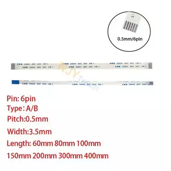 1 шт. 6-контактный 0,5 мм Шаг FFC FPC AWM 20624 80C 60 в A B Тип плоский гибкий кабель 60/100/150/200/250/300/400 мм провод