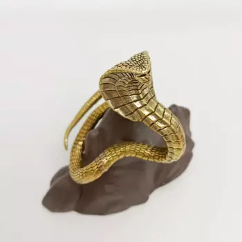 1 шт., античная бронза, кобра, змея, миниатюрные фигурки, медная резьба, зодиак, животное, декор для стола, 2025, новогодние украшения, латунные поделки
