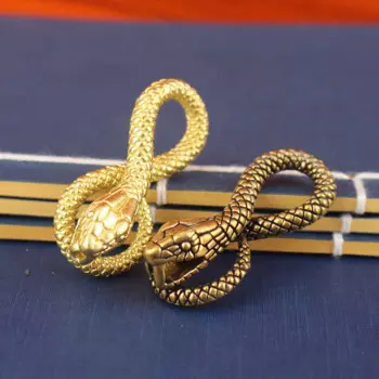 1 шт. античная бронза, кобра, змея, миниатюрные фигурки, медная резьба, зодиак, животное, декор для стола, 2025, новогодние украшения, латунные поделки