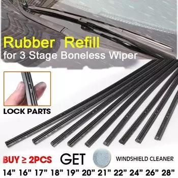 1 шт., автомобильная щетка стеклоочистителя для лобового стекла полосы, вставка из натурального каучука, запасная полоса 10 мм 14 "16" 17 "18" 19 "20" 21 "22" 24 "26" 28"