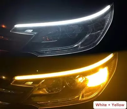 1 шт. автомобильные светодиодные DRL дневные ходовые огни, водонепроницаемые 30 см, 45 см, 60 см, гибкая мягкая трубка, направляющая, светодиодные ленты для фар