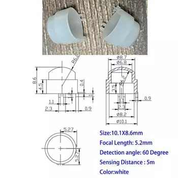 1 шт. Белый Инфракрасный Высокочувствительный 10,1 13,1 23 мм PIR линза Френеля