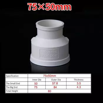 1 шт. белый прямой редукционный соединитель из ПВХ, внутренний диаметр 50 75 110 160 200 250 315 400 мм, переходник для дренажной трубы, дренажные фитинги
