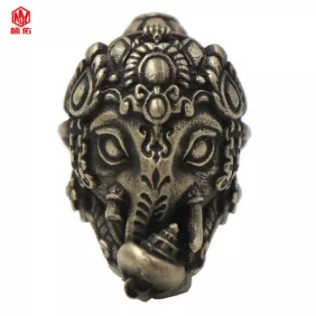 1 шт. бусы EDC на ремешке, голова слона, Fortuna Ganesha, ретро, латунь, белый медный зонт, веревка, шнур, подвески, нож, бусины