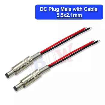 1 шт. DC099 5,5x2,1 мм 2,5 мм Штекерный разъем питания постоянного тока, адаптер с кабелем 20AWG 10 см 20 см, флейта с водонепроницаемой крышкой