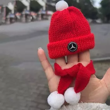 1 шт., логотип автомобиля, ручная вязка, красная шапка для верховой езды, капюшон, рождественские подарки, аксессуары для Mercedes Benz E S-Class E300l Maybach W240