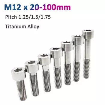 GooBetter титановые болты M12 с шестигранной головкой 1.25/1.5/1.75 мм 20-100 мм