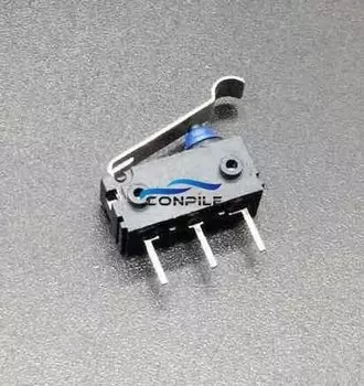 1 шт., маленький автомобильный микропереключатель с изогнутой ручкой, штифт D2HW с 2 отверстиями для крепления, водонепроницаемый и герметичный