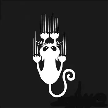 1 шт. Мультяшные автомобильные наклейки с животными наклейки со стеклянной пленкой Смешные царапины скалолазание кошки съемные светоотражающие наклейки на окна