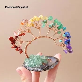 1 шт., натуральный кристалл, счастливое дерево, медная проволока, намотка аметиста, гравий с агатом, основание, украшение для дома, деньги, деревья