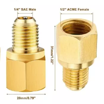 1 шт. R1234YF, адаптер для вакуумного насоса, адаптер для R12, переходник 1/2 дюйма с внутренней резьбы на 1/4 дюйма с внешней резьбой SAE, адаптер для кондиционирования воздуха