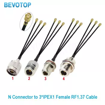 1 шт. RF1.37 разделитель кабеля, водонепроницаемый N разъем, перегородка на 3 * u.FL IPX IPEX1 женский разъем, разъем, удлинитель BEVOTOP