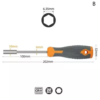 1 шт., ручка-отвертка, 1/4 дюйма, 6,35 мм