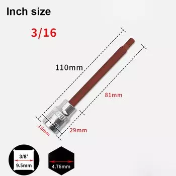 1 шт., шестигранная отвертка, 110 мм, 3/8 дюйма