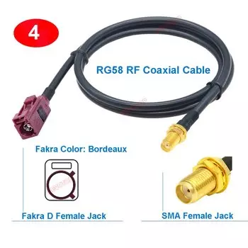 1 шт. SMA к Fakra RG58 кабель SMA «папа/гнездо» к Fakra D «папа/гнездо» RG-58 перемычка с косичкой BEVOTOP автоматический жгут проводов кабеля