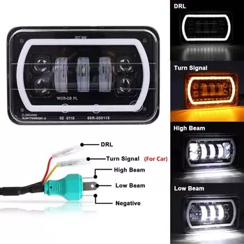 1 шт., светодиодный фонарь для мотоцикла, 4 Х6 дюймов