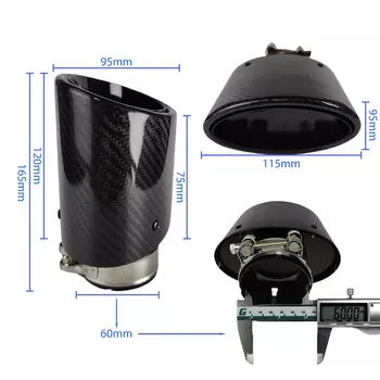 1 шт. универсальные глянцевые автомобильные глушители из углеродного волокна, наконечник, насадка для выхлопной трубы, украшение, ярко-черный, овальная ширина 105/115/130/150