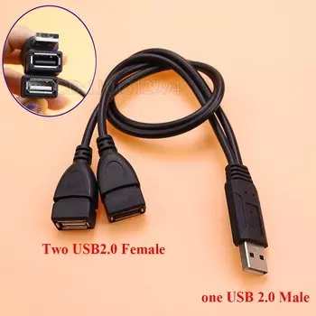 1 шт. USB 2.0 Кабель USB с двойным разветвителем Кабель-адаптер 1–2 «мама» к USB 2 «папа» Кабель для передачи данных для зарядки