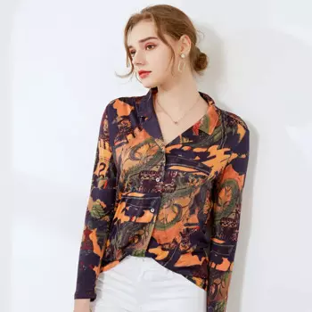 1 шт., женская рубашка с длинным рукавом и V-образным вырезом