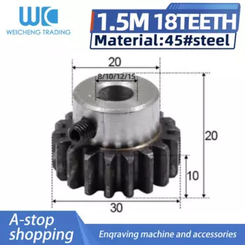 1 шт. зубчатая рейка, шестерня 18T, 18 зубов, мод, диаметр 1,5 м, 8 мм/10 мм/12 мм, прямые зубья, положительная шестерня 45 # Стальная стойка передачи с ЧПУ