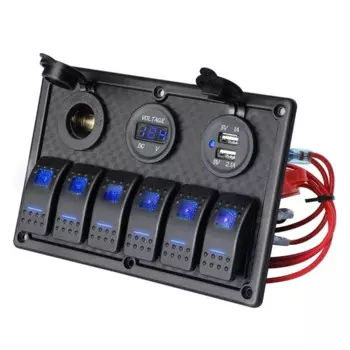 (1 упаковка) 5V Dual 2.1A USB зарядное устройство 6 Gang Boat 12V алюминиевая клавишная панель переключателя