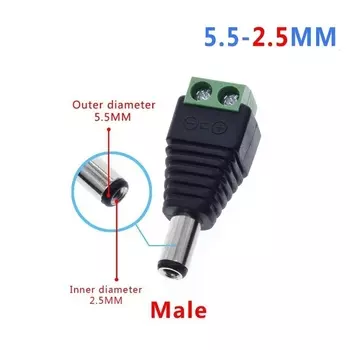 1 упаковка адаптера питания постоянного тока 5,5 мм x 2,1 мм / 2,5 мм для одноцветной светодиодной ленты 5050 3528 5060 и камер видеонаблюдения