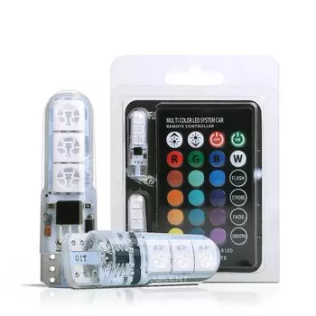 1 Упаковка T10 W5w RGB Светодиодная Автомобильная Лампа С Функцией Памяти CANbus 194 168 Лампа Для Чтения С Вспышкой И Дистан...
