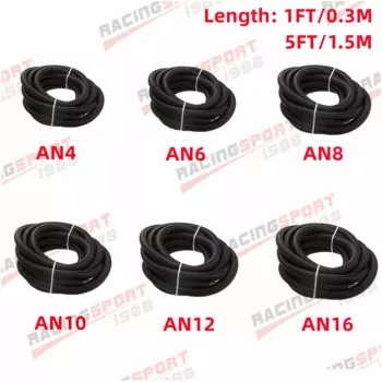 1 фут/5 футов AN4 AN6 AN8 AN10 AN12 AN16 топливный шланг для масляного и газового охлаждения, шланг для труб, нейлоновая трубка из нержавеющей стали, плетеная внутренняя Резина CPE