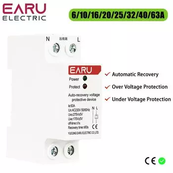 1P + N 27 мм 40a 63a 230 В Din-рейка автоматическое восстановление при повторном подключении напряжения и пониженного напряжения защитное реле устройства защиты