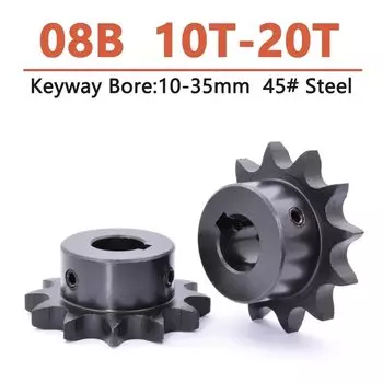 1pc 10T-20T 08B промышленный привод Sprocket Wheel 45# Steel Chain Gear 10 11 12 13 14 15 16 17 18 19 20 зубовой клавиатуры длиной 10-35 мм
