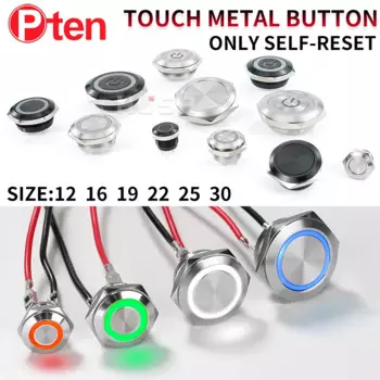 1 шт. 12/16/19/22/25/30 мм короткий ход мини водонепроницаемый металлический кнопочный переключатель мощность светодиодный светильник мгновенный 5/12/24/220 В черный1NC1NO